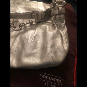 Coach Silver Goat Leather Hobo Handbag